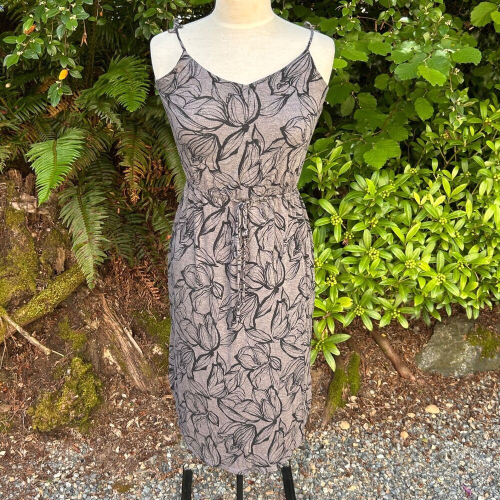 Loft Ann Taylor women's charcoal black spaghetti strap stretch summer dress XS